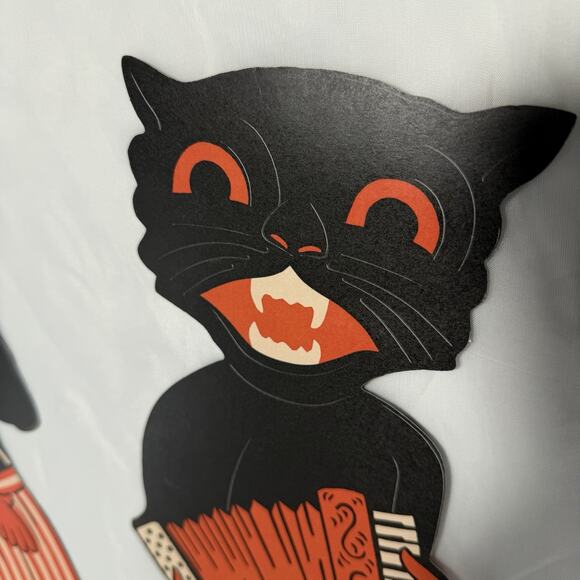 Beistle Scat Cats Cutouts Lot Of Three 1941, 2012 Remake Kitschy Fall Halloween - Picture 12 of 15